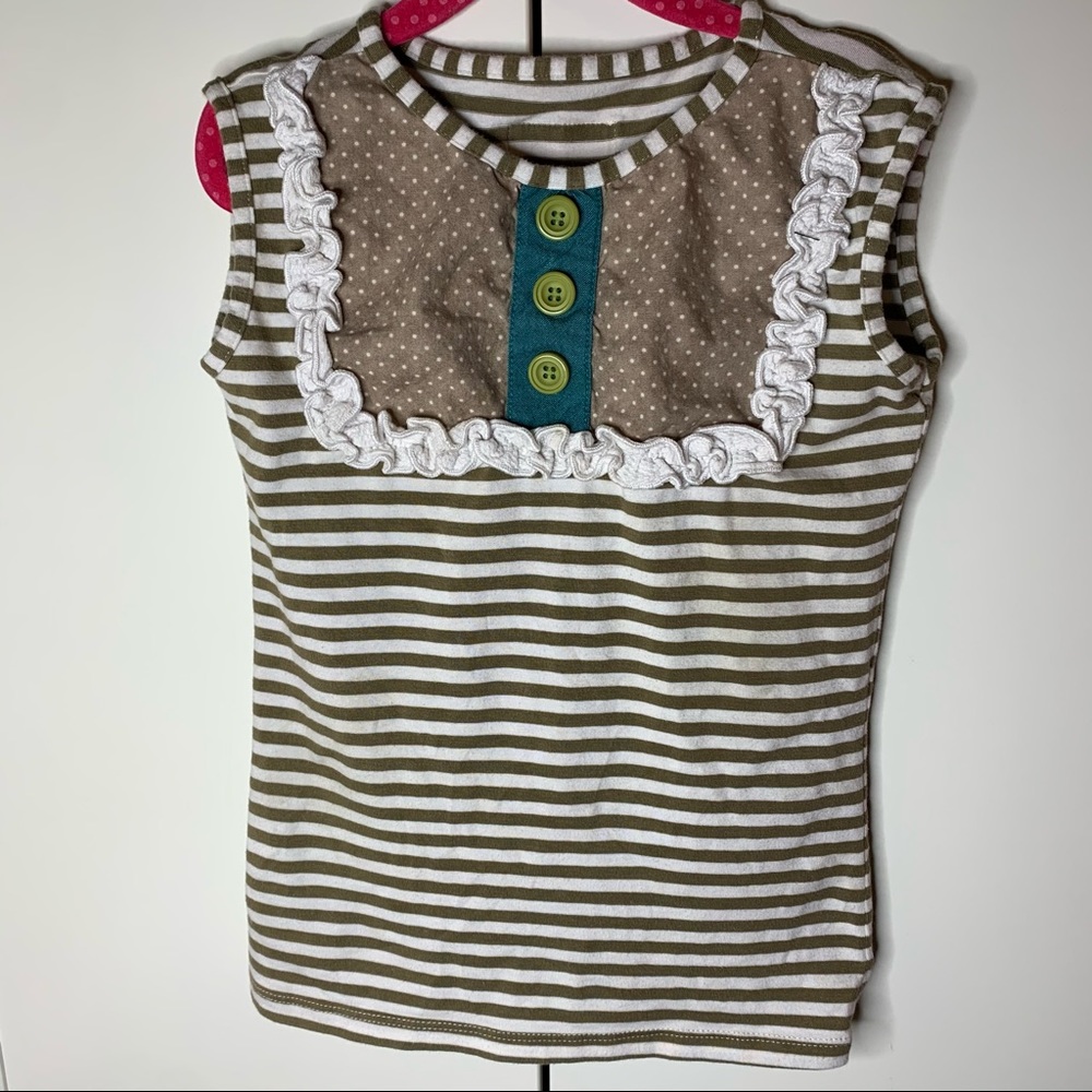 Girl’s Persnickety Striped & Ruffled Tank Top